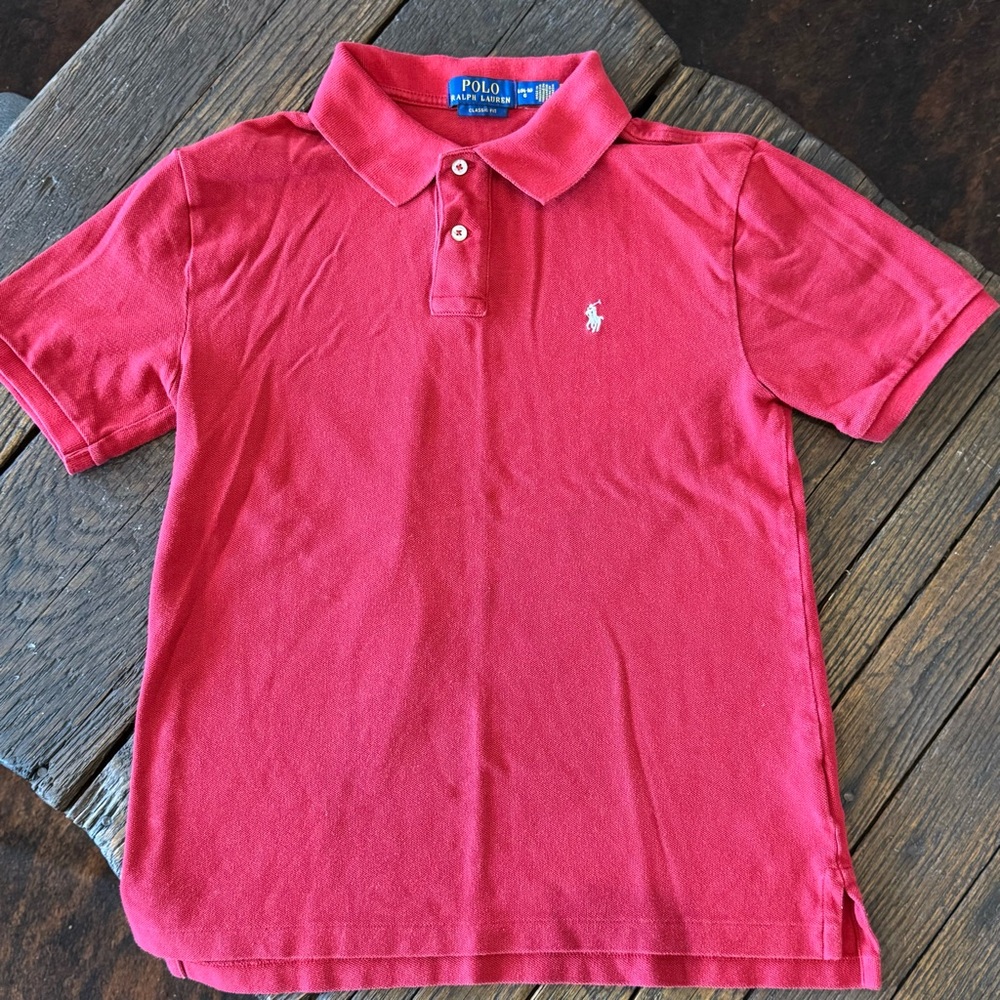 Polo Ralph Lauren Classic Fit Kids Red Polo Short Sleeve Shirt Size Large 14 16